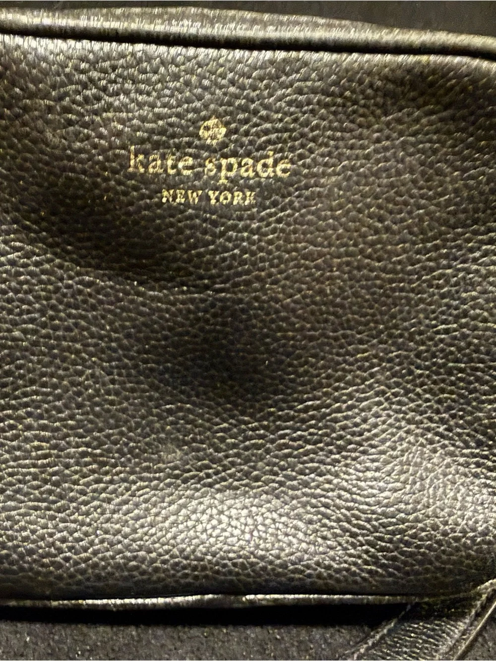 kate spade Black Pebbled Leather Shoulder Bag with Gold Logo